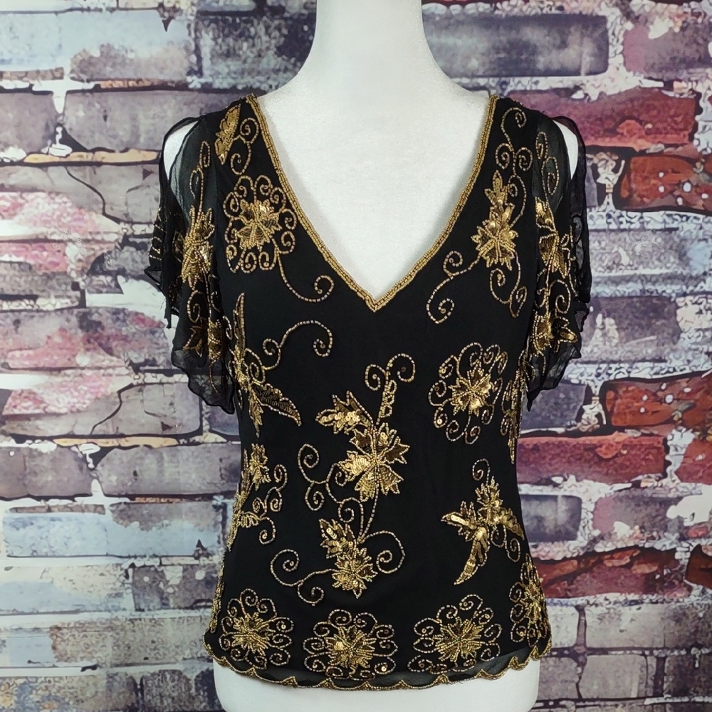 Adrianna Papell Boutique Beaded Silk Top